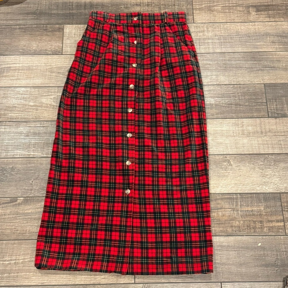 Vintage Eagles Eye Skirt Sz 6 Black Red Tartan Plaid Preppy Academia Velvet USA